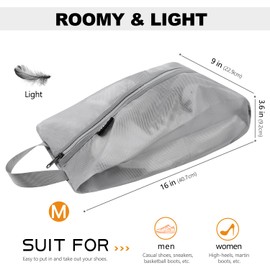 Prezon Travel Shoe Bag, Waterproof TPU Mesh, Durable YKK Zipper, Dirt-Resistant Shoe Bag, Shoe Organiser, Shoe Bag with Zip for Travel or Home Storage, gray, shoe bag