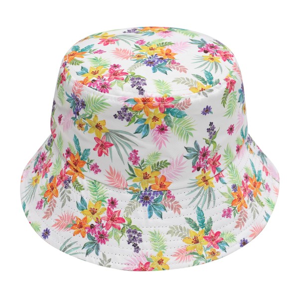 ZLYC Unisex Cute Print Bucket Hat Summer Fisherman Cap(Tropical Flowers