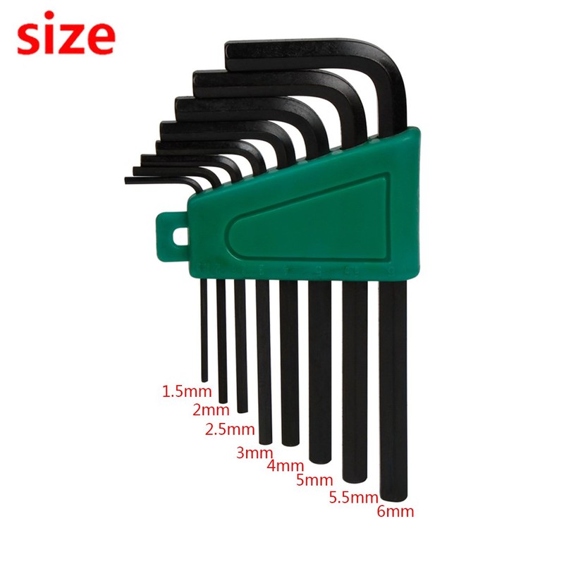 Larcele Hex Key with Flat Head Black Eight Sets for