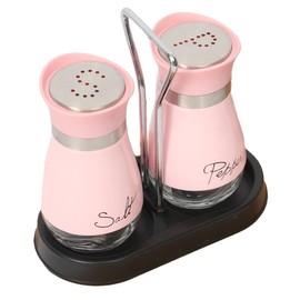 GJIE Pack of 2 Salt and Pepper Pots Salt and Pepper Shaker Salt and Pepper Set Salt Shaker Salt Pot Kitchen Accessories (Pink)