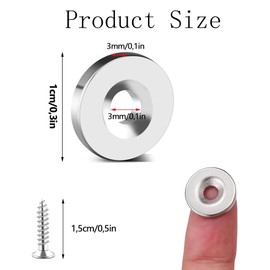 Neodymium magnets, extra strong, large, round, for magnetic plate, with hole 10 x 3 mm M3, kitchen, fridge, pack of 100