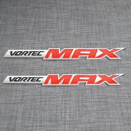 2Pcs Vortec Max High Output Emblems Door Badges Decal Nameplate Compatible with Silverado (Chrome Red)