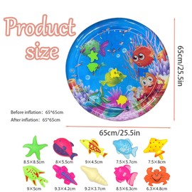 MUNSKT Cat Water Play Mat with Fish Toys Inflator, Thickened Durable Cooling Bed for Pet, Comfort Interactive Water Sensory Mat