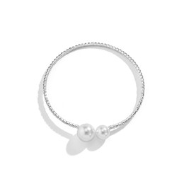 Clataly Imitation Pearl Open Necklace Simple Single Layer Bracelets Silver Crystal Delicate Open Choker Necklace Jewelry for Women and Girls (Pearl Bracelet)