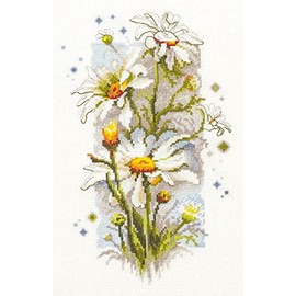Magic Needle 100-103 ZW White Daisy Counted Cross Stitch Kit Zweigart Edition, Cotton, Multi-Colour, 14 x 23 cm