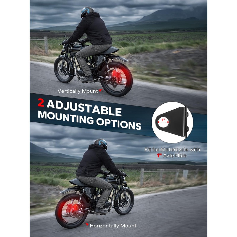 Amazicha 1" Motorcycle LED Tail Brake Light with Bracket, Waterproof
