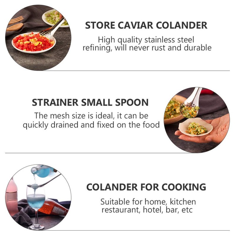 jojofuny 2Pcs Small Slotted Spoons Spherification Spoon Durable Stainless Steel