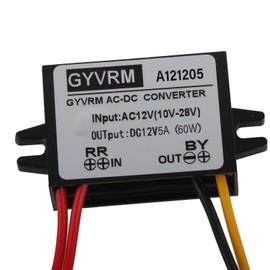 SALUTUYA 10-28V to DC 12V Step-Down Converter Regulator IP67 Waterproof Step-Down Converter Power Supply Module Flame Retardant Plastic Housing Voltage Converter for Car Engine Router (5A)