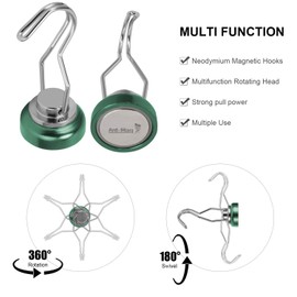 Ant Mag Swivel Hooks 100lbs Heavy Duty Grill Hooks with Scratch Proof Stickers Great for Home Refrigerator Kitchen Store Grill BBQ Office Warehouse