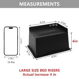 HANIHUA Bed Risers 4 inch Heavy Duty, Oversized Furniture Risers, 4 Pack Extra Wide Bed Lifts Risers for Table, Sofa, Dorm Twin XL, Couch, Desk, Bed Frame Risers Supports Up to 6,500 Lbs
