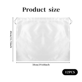 12 Packs Dust Bags for Handbags Silk Dust Cover Bags for Purses Shoes Boots, White Dustproof Bag with Drawstring Bag Travel Storage Pouch Dustproof Drawstring Bag(19.7 × 15.7 in)