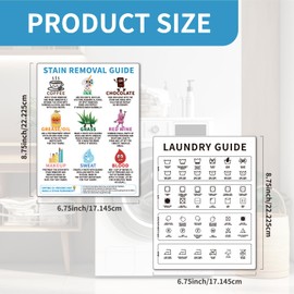 Laundry Symbols Chart,Double Sided Laundry Symbols Magnet,Magnetic Laundry Cheat Sheet for Stain Removal,Laundry Symbols & Stain Removal Magnet for Laundry Room Decor