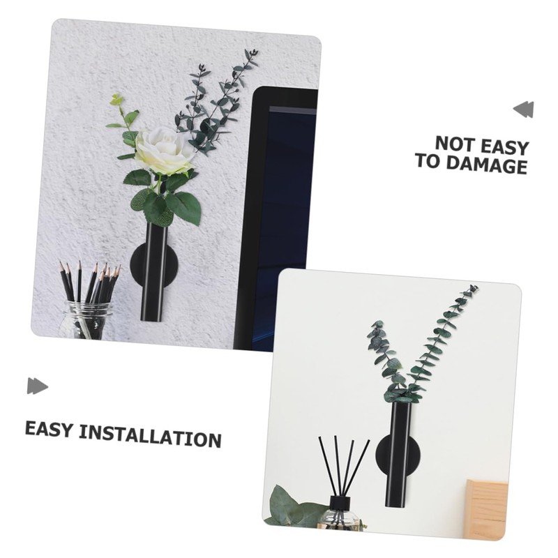 Kisangel 2pcs Wall Arrangement Wall Vases Black Wall Hanging Vase