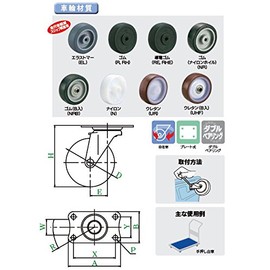Uei Caster: E Series, E-type, Free-Caster Rubber Car, Wheel Diameter φ3.0 inches (75 mm), Manufacturer Model: E-75RH