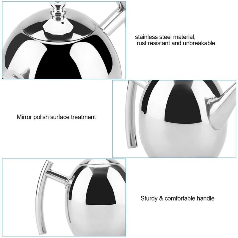 Stainless Steel Teapot Tea Coffee Water Kettle Container with Removable