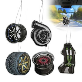 Ohleats 5 PCS Car Air Freshener Hanging, Funny Auto Air Freshener Incense Chips, Hanging Air Freshener Fragrance Scented Cards Rearview Mirror Pendant for Vehicles, Car Accessories, Black