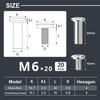 Wavanta 20Pcs M6 x 20mm Connection Screws, Flat Head Hex