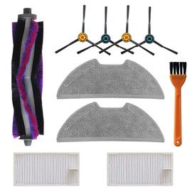 E10s Replacement Parts Accessories Compatible with Eureka E10s Robot Vacuum Cleaner, Including 1 Main Brush, 2 Hepa Filters, 2 Mop Pads, 4 Edge-Sweeping Brushes (9Pc)