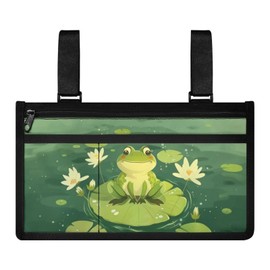 Luarisgur Cute Frog Wheelchair Side Bag Green Wheelchair Side Bags for The Armrest Wheelchair Accessories for Adults Kids Large Capacity Wheelchair Pouch Side Pocket Gifts for People in Wheelchairs