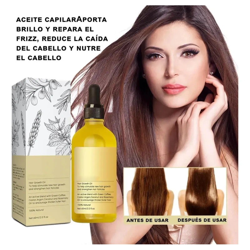 5pzs 60ml Aceite Vegano Natural Para Crecimiento De Cabello