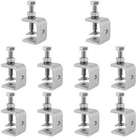Stainless Steel C Clamps Mini 1 inch, HOZEON 10PCS Heavy Duty Tiger Clamp with Wide Jaw Openings, Metal U Clamp Brackets Small Desk Clamp for Woodworking, Metal Working, Silver