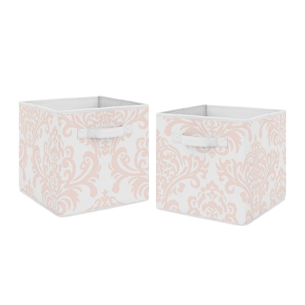 Sweet Jojo Designs Blush Pink and White Damask Organizer Storage Bins for Amelia Collection - Set of 2