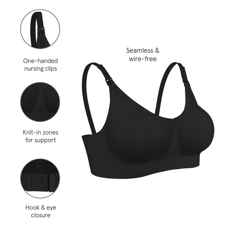 Bravado Designs Women's Body Silk Bra Nursing Bra, black