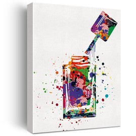 Watercolor Nail Polish Canvas Wall Art Cosmetics Nail Art Canvas Print Canvas Painting Makeup Nail Beauty Salon Wall Decor Framed Gifts 12x15 Inch