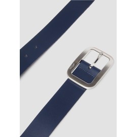 s.Oliver Leather Belt with Rectangular Frame Clasp and Logo Details, Deep blue