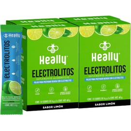 Electrolitos en Polvo Sin Azúcar, Hidratación Rápida HEALLY 40 Sobres, Magnesio, Potasio, Sodio, Vitamina C, Sabor Limón, Vegano, Natural