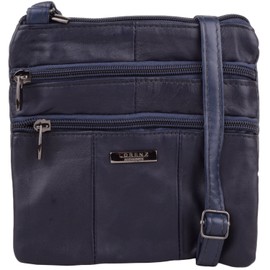 Ladies/Womens Soft Nappa Leather Cross Body/Shoulder Bag - Navy