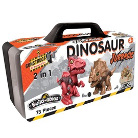 Construct IT Buildables 2-in-1 Jurassic Dinosaurs - 73 Pieces Jurassic Dinosaur Set - STEM Toys for 3+ Year Old - Build Your Own Dinosaurs