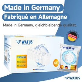 Watus Water Filter Cartridges, for Brita Maxtra and Maxtra, for Replacement Britta Filter Cartridges, Made in Germany, Pack of 6