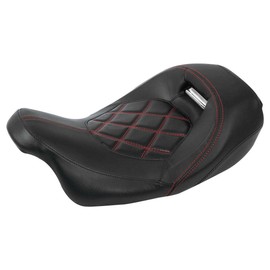 TCT-MOTORPARTS Low-Profile Driver Seat Front Solo Seat Fits for Harley Electra Street Road Glide CVO Road King 2009-2023 Red Stitching