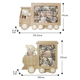 Suitcase Company Photo Frame, Photo Stand, Stylish, Wall Hanging, Tabletop, Large, 2L Edition, Gift, Present, Kids, Baby, Vertical, Bear, Train, White