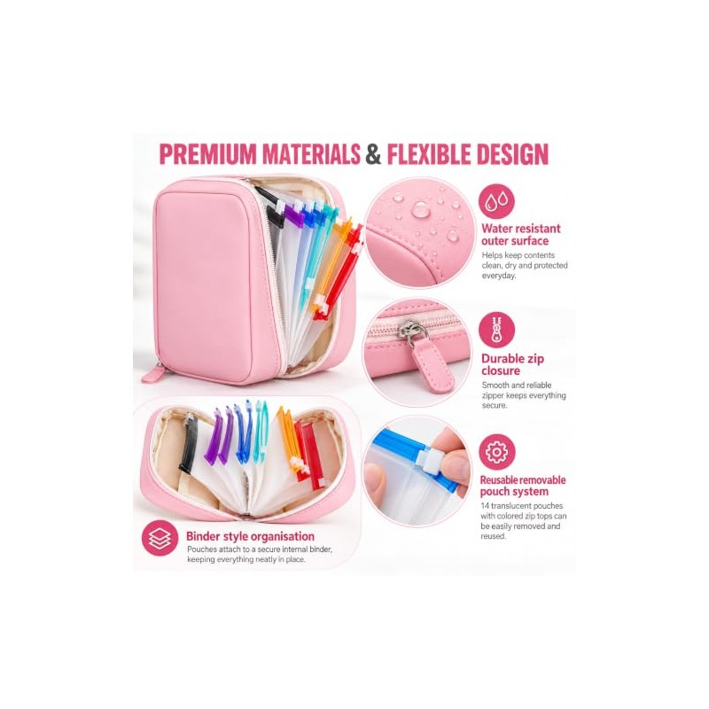 A8 Waterproof Pill Organiser for Travel with 14 Pill Pouch