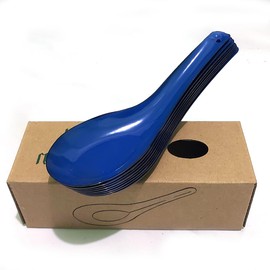 PNAKC Set 12 pcs Vintage enamel soup spoons Dinnerware Camping Asian Chinese enamelware japanese (Blue)
