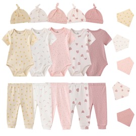 Ecojoy Baby Short Sleeve Jumpsuit Essentials Infant Clothing Set 20-Piece for Boys and Girls