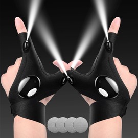 CLOUDRICE Gifts for Men, Stocking Stuffers for Adults Men, Christmas Gifts for Men Dad Him Husband, White Elephant Gifts for Adults, Dad Mens Gifts for Fishing Auto Repair, LED Flashlight Gloves