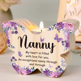 Nanny Gifts, Gifts for Nanny Grandma from Grandchildren Butterfly Candlestick, Nanny Grandma Birthday Gifts, Mothers Day Christmas Nanny Gifts from Grandkid,Gifts for Nana Nan, Presents for Grandma