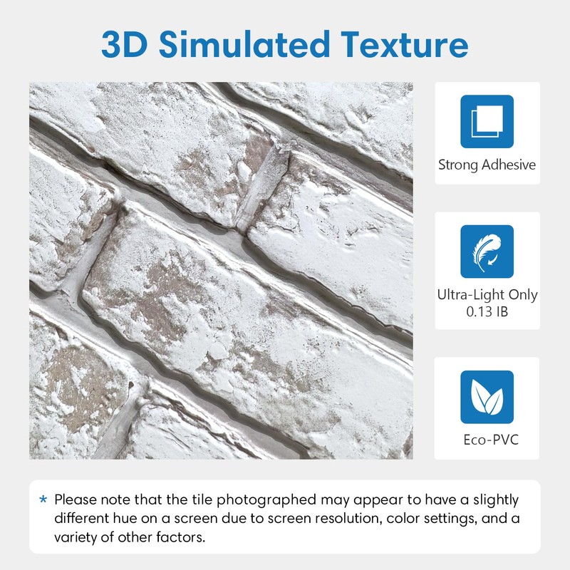 COMSTICKC 3D Faux Brick Wall Panel, Peel and Stick Brick