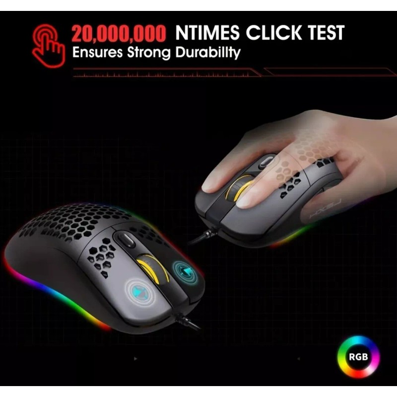 HXSJ J900 Wired Programmable Gaming Mouse RGB Lighting