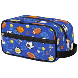 Funky Qiu Toiletry Bag for Boys Man,Travel Toiletry Bag for Woman Comestic Makeup Bag,Waterproof Shaving Bag for Toiletries Accessories Travel Essentials,Soccer Ball Basketball