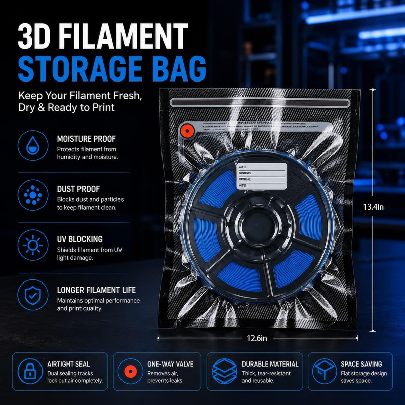 2 in 1,3D Filament Storage Vacuum Bags Kit with Electric