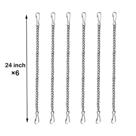 6 Pcs 24 Inch Stained Glass Window Hanging Chain - Silver 304 Stainless Steel Hanging Chain, Window Art Decor, Patio Garden Outdoor Decorative Hanging Glass Panels Chains