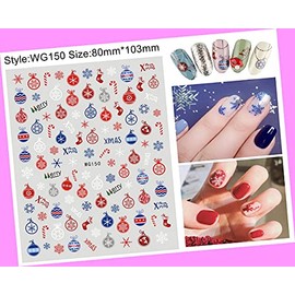 Christmas Santa Snow Snowman Reindeer Bear Penguin 3D Nail Sticker Wg150 for Nails Design Nail Art Stickers Decals Supplies Manicure Tips Sticker Colorful for Nail Decorations