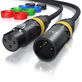 CSL - 3 m Microphone Cable - XLR Male to XLR Female - Audio Cable - 4 Colour Rings Each - Red Blue Yellow Green Plus Black - OFC Copper - for Microphones Hifi Mixer Speaker - Shielded - Flexible