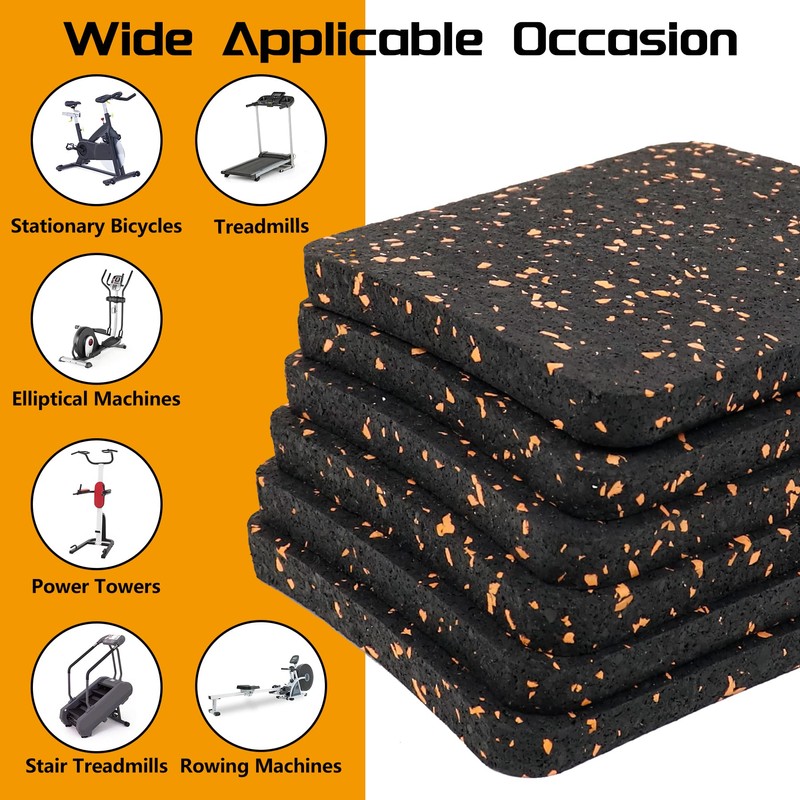 Powrocket Treadmill Mat,6 Pack Anti-Vibration Shock Absorbing Exercise Equipment Mat