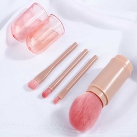 Portable Makeup & Eye Brush Set Portable Brush Set - Pink 3ea