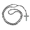 OEMOO Rosary Beads Catholic, 6mm Larvikite Beads Hematite Cross Pendant